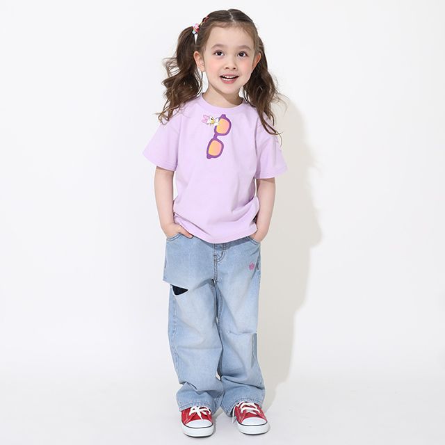 【ベビードール】デイジー 親子お揃い サングラスTシャツ 0290K / ベビーサイズ キッズ リンクコーデ ペアルック 親子コーデ トップス 半袖 ワイドシルエット 天竺素材