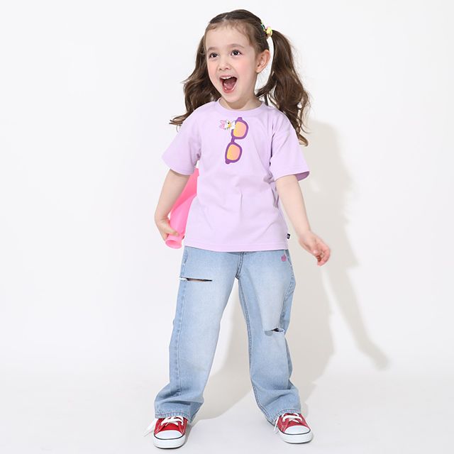 【ベビードール】デイジー 親子お揃い サングラスTシャツ 0290K / ベビーサイズ キッズ リンクコーデ ペアルック 親子コーデ トップス 半袖 ワイドシルエット 天竺素材