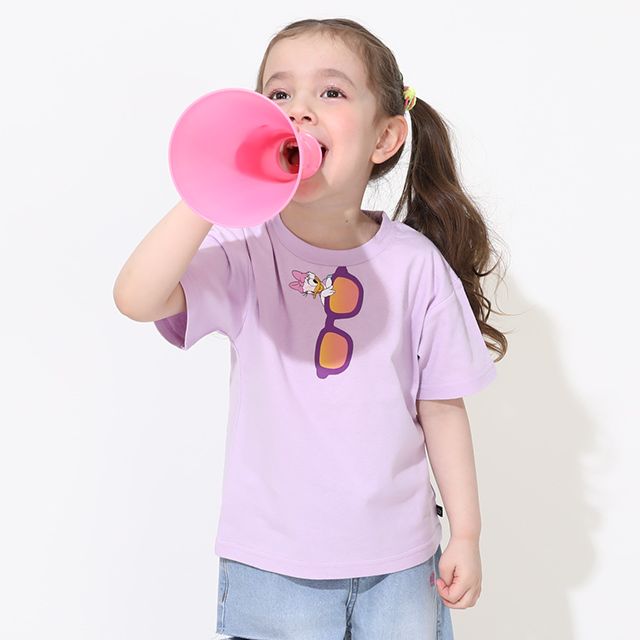 【ベビードール】デイジー 親子お揃い サングラスTシャツ 0290K / ベビーサイズ キッズ リンクコーデ ペアルック 親子コーデ トップス 半袖 ワイドシルエット 天竺素材