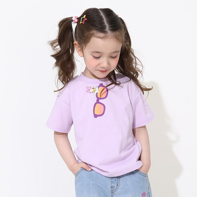 【ベビードール】デイジー 親子お揃い サングラスTシャツ 0290K / ベビーサイズ キッズ リンクコーデ ペアルック 親子コーデ トップス 半袖 ワイドシルエット 天竺素材