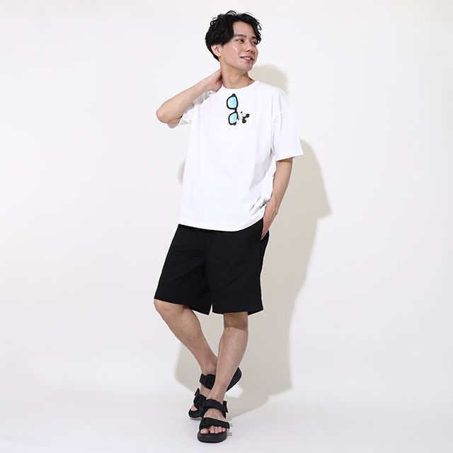 【ベビードール】ミッキー 親子お揃い サングラスTシャツ 0290A / 大人 ユニセックス 男女兼用 リンクコーデ ペアルック 親子コーデ トップス 半袖 ワイドシルエット 天竺素材