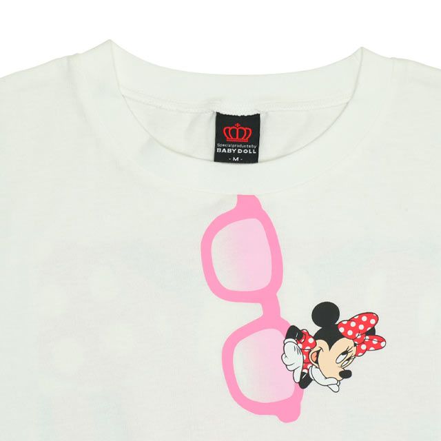 【ベビードール】ミニー 親子お揃い サングラスTシャツ 0290A / 大人 ユニセックス 男女兼用 リンクコーデ ペアルック 親子コーデ トップス 半袖 ワイドシルエット 天竺素材