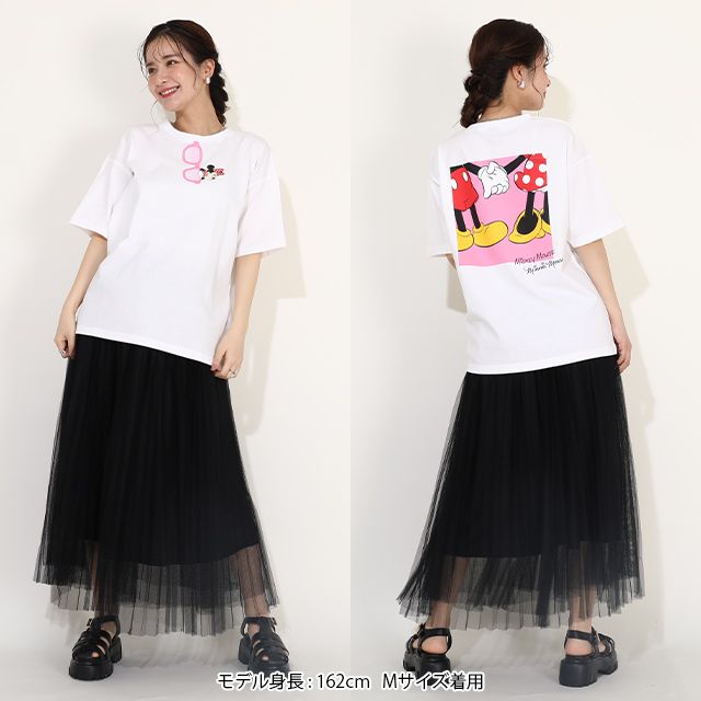 【ベビードール】ミニー 親子お揃い サングラスTシャツ 0290A / 大人 ユニセックス 男女兼用 リンクコーデ ペアルック 親子コーデ トップス 半袖 ワイドシルエット 天竺素材