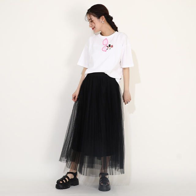 【ベビードール】ミニー 親子お揃い サングラスTシャツ 0290A / 大人 ユニセックス 男女兼用 リンクコーデ ペアルック 親子コーデ トップス 半袖 ワイドシルエット 天竺素材