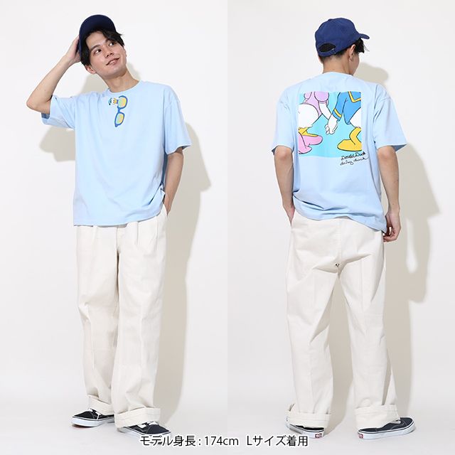 【ベビードール】ドナルド 親子お揃い サングラスTシャツ 0290A / 大人 ユニセックス 男女兼用 リンクコーデ ペアルック 親子コーデ トップス 半袖 ワイドシルエット 天竺素材