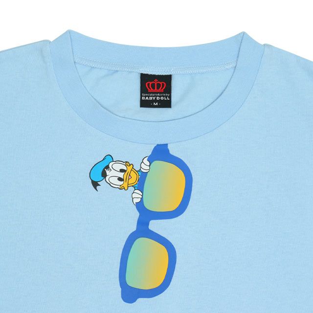 【ベビードール】ドナルド 親子お揃い サングラスTシャツ 0290A / 大人 ユニセックス 男女兼用 リンクコーデ ペアルック 親子コーデ トップス 半袖 ワイドシルエット 天竺素材