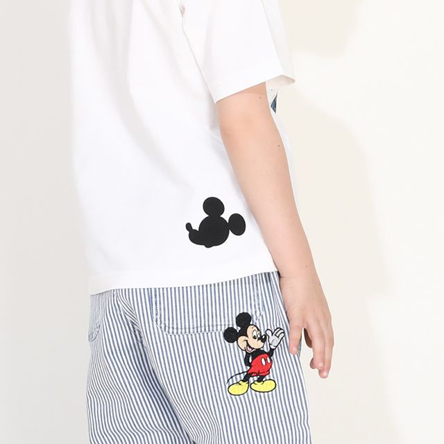 【ベビードール】ミッキー 親子お揃い カラフルBIGフェイスTシャツ 0291K / ベビーサイズ キッズ リンクコーデ ペアルック 親子コーデ トップス 半袖 クルーネック カットソー ワイドシルエット 天竺素材