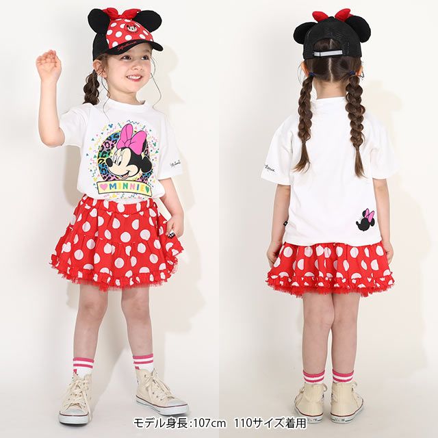 【ベビードール】ミニー 親子お揃い カラフルBIGフェイスTシャツ 0291K / ベビーサイズ キッズ リンクコーデ ペアルック 親子コーデ トップス 半袖 クルーネック カットソー ワイドシルエット 天竺素材