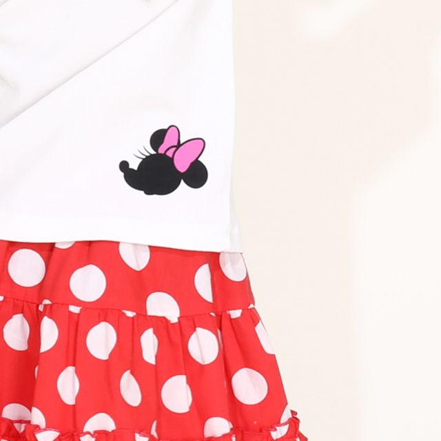 【ベビードール】ミニー 親子お揃い カラフルBIGフェイスTシャツ 0291K / ベビーサイズ キッズ リンクコーデ ペアルック 親子コーデ トップス 半袖 クルーネック カットソー ワイドシルエット 天竺素材