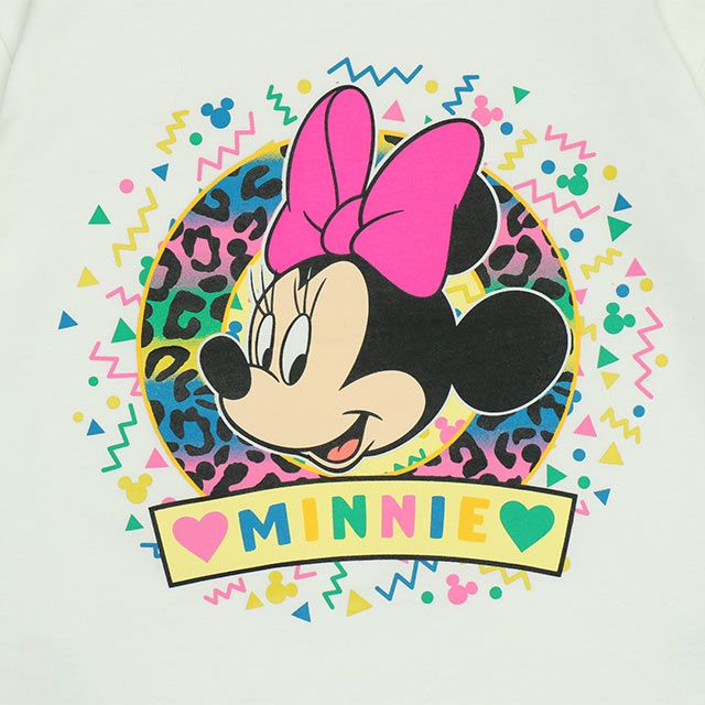 【ベビードール】ミニー 親子お揃い カラフルBIGフェイスTシャツ 0291A / 大人 ユニセックス 男女兼用 リンクコーデ ペアルック 親子コーデ トップス 半袖 クルーネック カットソー ワイドシルエット 天竺素材