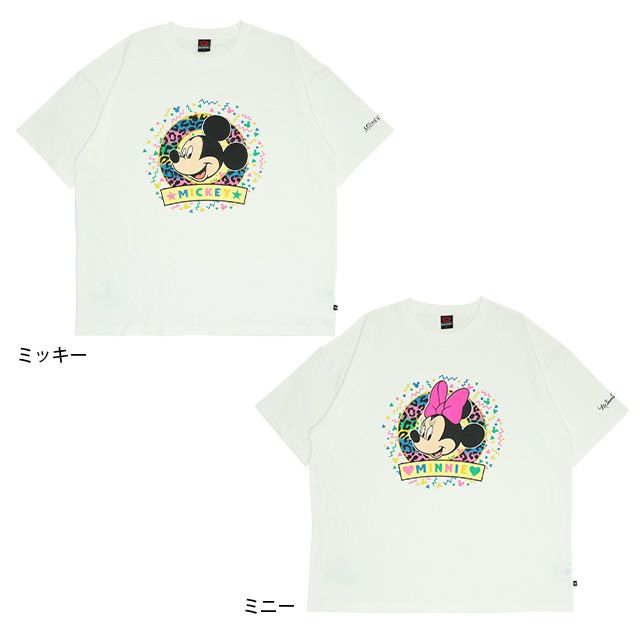 【ベビードール】ミニー 親子お揃い カラフルBIGフェイスTシャツ 0291A / 大人 ユニセックス 男女兼用 リンクコーデ ペアルック 親子コーデ トップス 半袖 クルーネック カットソー ワイドシルエット 天竺素材