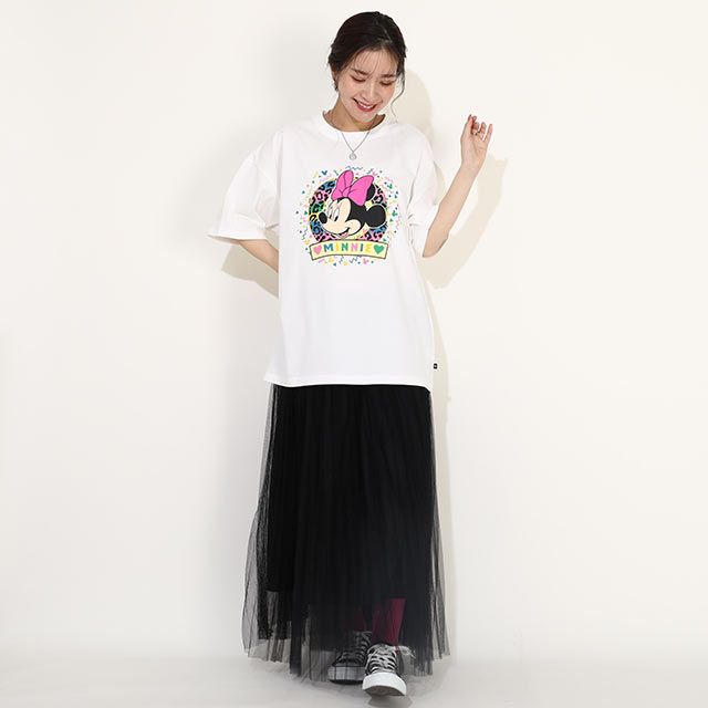 【ベビードール】ミニー 親子お揃い カラフルBIGフェイスTシャツ 0291A / 大人 ユニセックス 男女兼用 リンクコーデ ペアルック 親子コーデ トップス 半袖 クルーネック カットソー ワイドシルエット 天竺素材