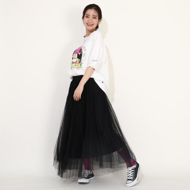 【ベビードール】ミニー 親子お揃い カラフルBIGフェイスTシャツ 0291A / 大人 ユニセックス 男女兼用 リンクコーデ ペアルック 親子コーデ トップス 半袖 クルーネック カットソー ワイドシルエット 天竺素材