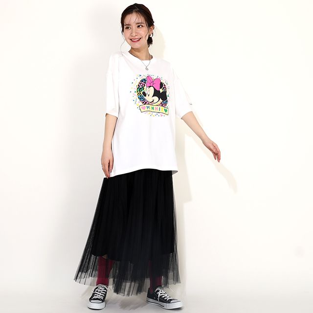 【ベビードール】ミニー 親子お揃い カラフルBIGフェイスTシャツ 0291A / 大人 ユニセックス 男女兼用 リンクコーデ ペアルック 親子コーデ トップス 半袖 クルーネック カットソー ワイドシルエット 天竺素材