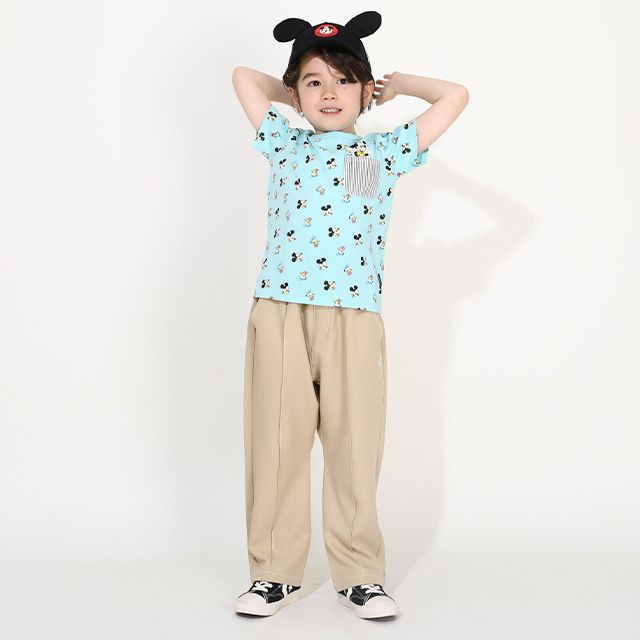 【ベビードール】ミッキー ドナルド キャラクター総柄ポケットTシャツ 0292K / ベビーサイズ キッズ トップス 半袖 クルーネック カットソー 天竺素材