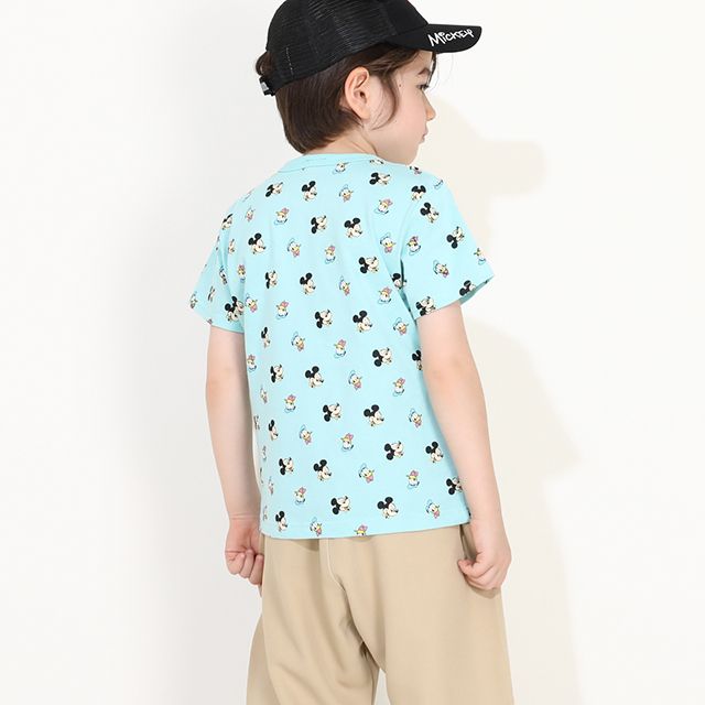 【ベビードール】ミッキー ドナルド キャラクター総柄ポケットTシャツ 0292K / ベビーサイズ キッズ トップス 半袖 クルーネック カットソー 天竺素材