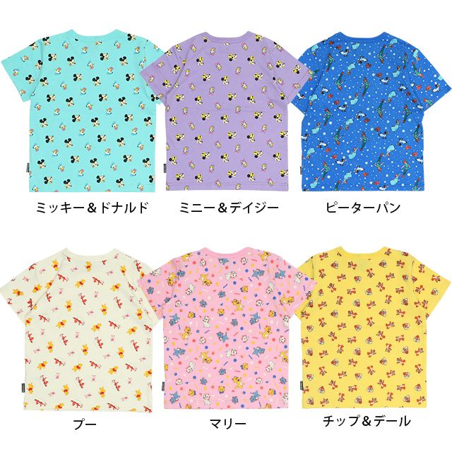 【ベビードール】ピーターパン キャラクター総柄ポケットTシャツ 0292K / ベビーサイズ キッズ トップス 半袖 クルーネック カットソー 天竺素材