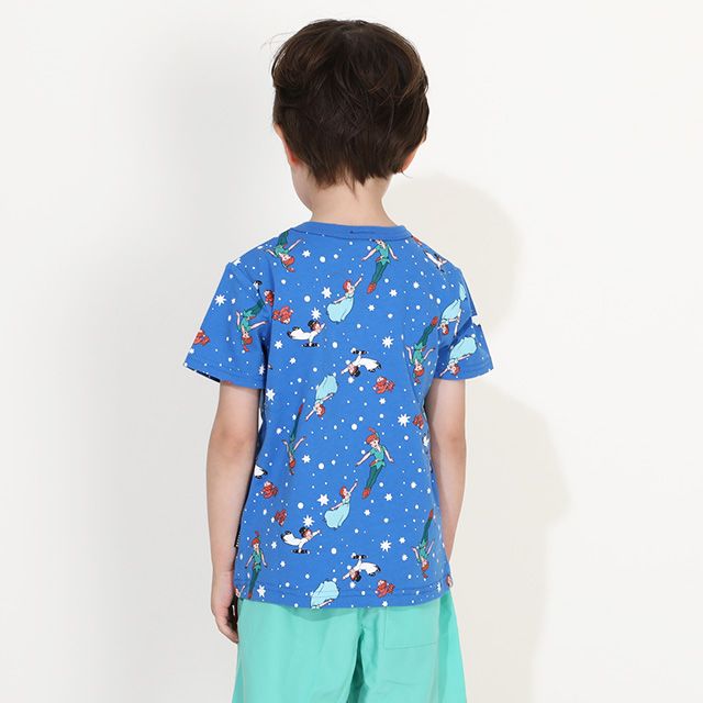 【ベビードール】ピーターパン キャラクター総柄ポケットTシャツ 0292K / ベビーサイズ キッズ トップス 半袖 クルーネック カットソー 天竺素材