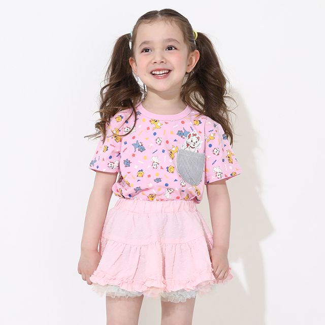 【ベビードール】マリー キャラクター総柄ポケットTシャツ 0292K / ベビーサイズ キッズ トップス 半袖 クルーネック カットソー 天竺素材