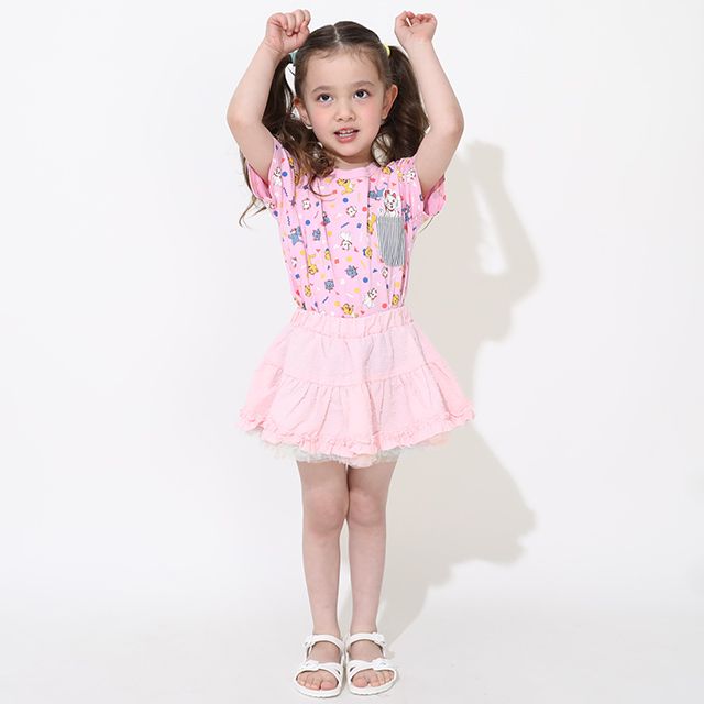 【ベビードール】マリー キャラクター総柄ポケットTシャツ 0292K / ベビーサイズ キッズ トップス 半袖 クルーネック カットソー 天竺素材