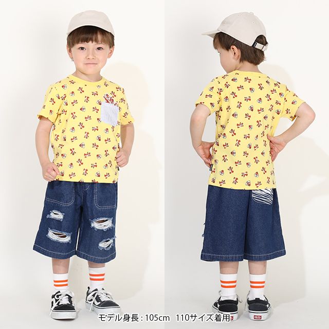 【ベビードール】チップ デール キャラクター総柄ポケットTシャツ 0292K / ベビーサイズ キッズ トップス 半袖 クルーネック カットソー 天竺素材