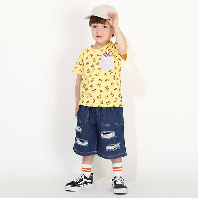 【ベビードール】チップ デール キャラクター総柄ポケットTシャツ 0292K / ベビーサイズ キッズ トップス 半袖 クルーネック カットソー 天竺素材