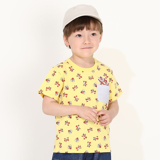 【ベビードール】チップ デール キャラクター総柄ポケットTシャツ 0292K / ベビーサイズ キッズ トップス 半袖 クルーネック カットソー 天竺素材
