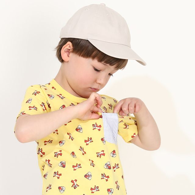 【ベビードール】チップ デール キャラクター総柄ポケットTシャツ 0292K / ベビーサイズ キッズ トップス 半袖 クルーネック カットソー 天竺素材