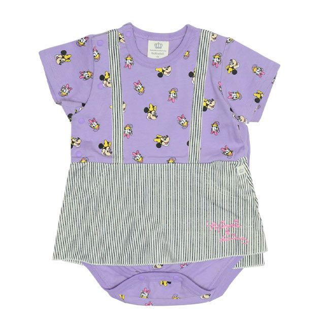 【ベビードール】ミニー デイジー スタイ付サロペットロンパース 0293B / ベビー服 つなぎ 半袖 ボディ肌着  スタイセット 2点セット 出産祝い 贈り物 プレゼント