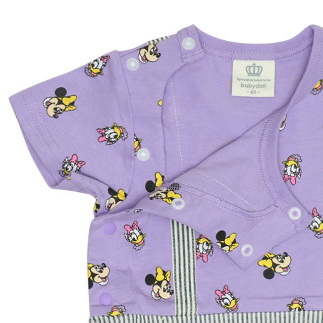 【ベビードール】ミニー デイジー スタイ付サロペットロンパース 0293B / ベビー服 つなぎ 半袖 ボディ肌着  スタイセット 2点セット 出産祝い 贈り物 プレゼント