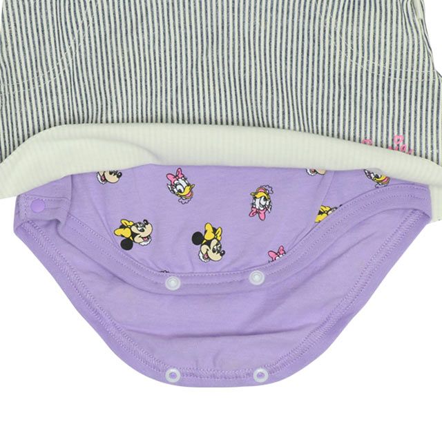 【ベビードール】ミニー デイジー スタイ付サロペットロンパース 0293B / ベビー服 つなぎ 半袖 ボディ肌着  スタイセット 2点セット 出産祝い 贈り物 プレゼント