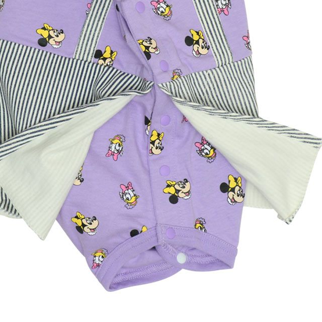 【ベビードール】ミニー デイジー スタイ付サロペットロンパース 0293B / ベビー服 つなぎ 半袖 ボディ肌着  スタイセット 2点セット 出産祝い 贈り物 プレゼント