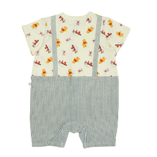 【ベビードール】プー スタイ付サロペットロンパース 0293B / ベビー服 つなぎ 半袖 ボディ肌着  スタイセット 2点セット 出産祝い 贈り物 プレゼント