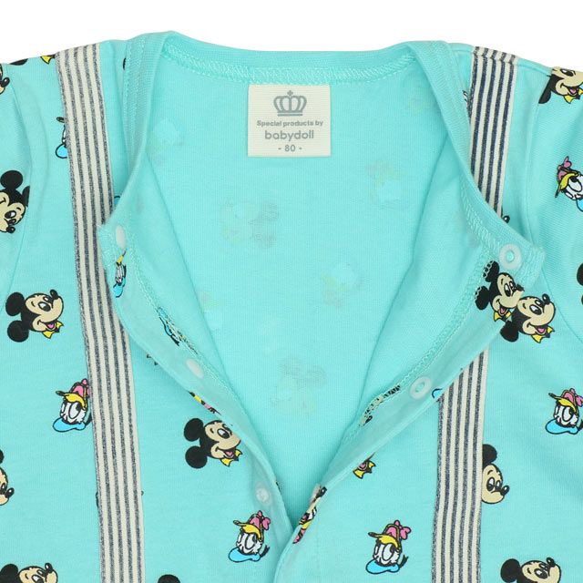 【ベビードール】チップ デール スタイ付サロペットロンパース 0293B / ベビー服 つなぎ 半袖 ボディ肌着  スタイセット 2点セット 出産祝い 贈り物 プレゼント