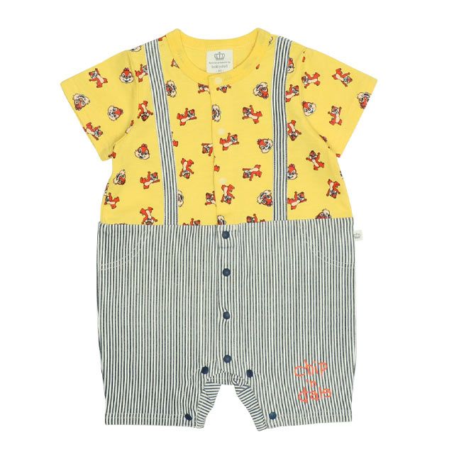 【ベビードール】チップ デール スタイ付サロペットロンパース 0293B / ベビー服 つなぎ 半袖 ボディ肌着  スタイセット 2点セット 出産祝い 贈り物 プレゼント