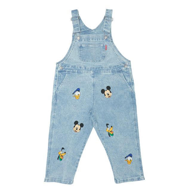 【ベビードール】ミッキー ドナルド ランダムキャラクターデニムサロペット 0294K / ベビーサイズ キッズ 袖なし つなぎ オーバーオール ショルダーベルト長さ調整可