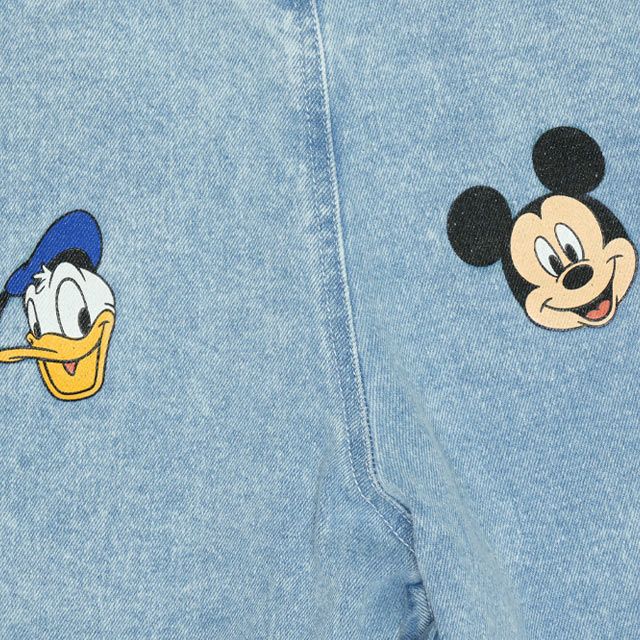 【ベビードール】ミッキー ドナルド ランダムキャラクターデニムサロペット 0294K / ベビーサイズ キッズ 袖なし つなぎ オーバーオール ショルダーベルト長さ調整可