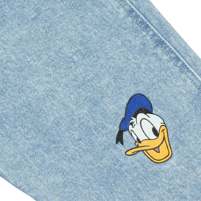 【ベビードール】ミッキー ドナルド ランダムキャラクターデニムサロペット 0294K / ベビーサイズ キッズ 袖なし つなぎ オーバーオール ショルダーベルト長さ調整可