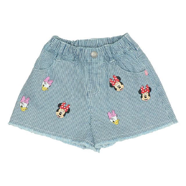 【ベビードール】ミニー デイジー ランダムキャラクターショートパンツ 0295K / ベビーサイズ キッズ ボトムス 短パン ショートパンツ デニム ジーンズ 裾フリンジ ウエスト総ゴム