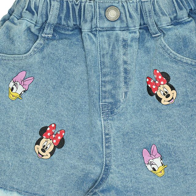 【ベビードール】ミニー デイジー ランダムキャラクターショートパンツ 0295K / ベビーサイズ キッズ ボトムス 短パン ショートパンツ デニム ジーンズ 裾フリンジ ウエスト総ゴム