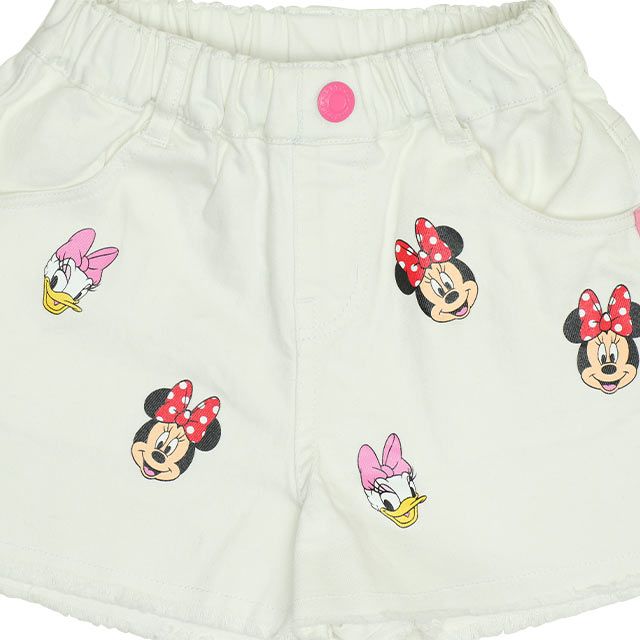 【ベビードール】ミニー デイジー ランダムキャラクターショートパンツ 0295K / ベビーサイズ キッズ ボトムス 短パン ショートパンツ デニム ジーンズ 裾フリンジ ウエスト総ゴム