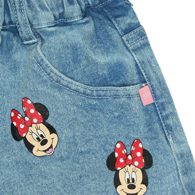 【ベビードール】ミニー デイジー ランダムキャラクターショートパンツ 0295K / ベビーサイズ キッズ ボトムス 短パン ショートパンツ デニム ジーンズ 裾フリンジ ウエスト総ゴム