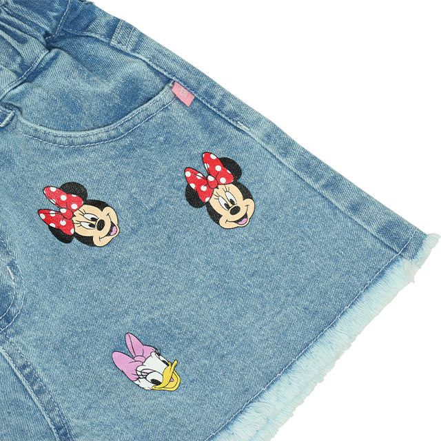 【ベビードール】ミニー デイジー ランダムキャラクターショートパンツ 0295K / ベビーサイズ キッズ ボトムス 短パン ショートパンツ デニム ジーンズ 裾フリンジ ウエスト総ゴム