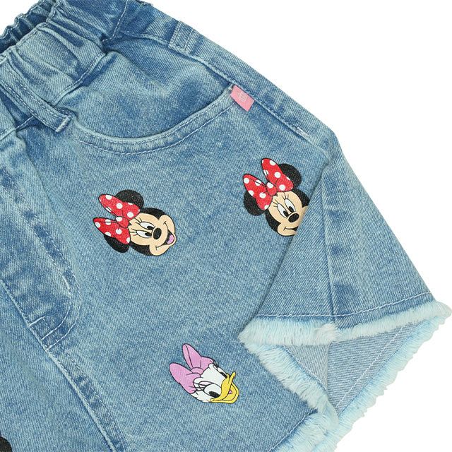 【ベビードール】ミニー デイジー ランダムキャラクターショートパンツ 0295K / ベビーサイズ キッズ ボトムス 短パン ショートパンツ デニム ジーンズ 裾フリンジ ウエスト総ゴム
