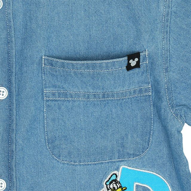 【ベビードール】ミッキー 親子お揃い ワッペンデニムシャツ 0296K / ドナルド プルート ベビーサイズ キッズ リンクコーデ ペアルック 親子コーデ 長袖 トップス 羽織り