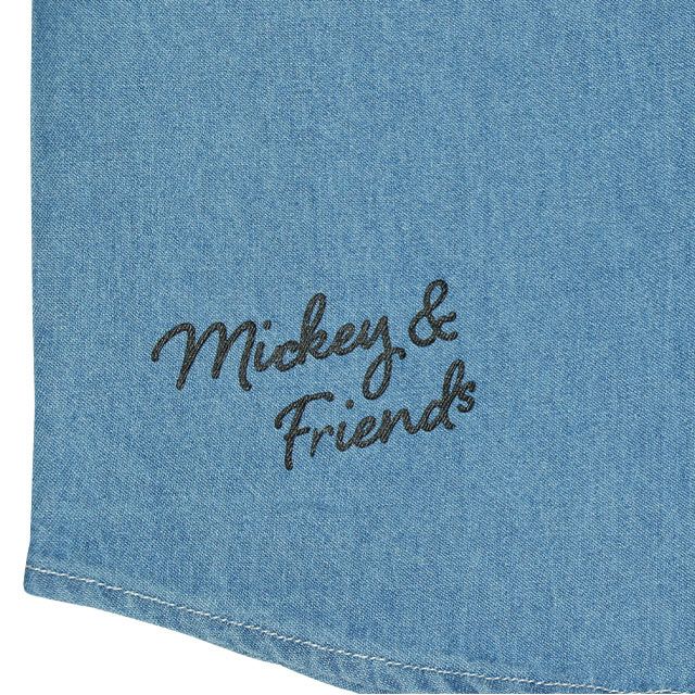 【ベビードール】ミッキー 親子お揃い ワッペンデニムシャツ 0296K / ドナルド プルート ベビーサイズ キッズ リンクコーデ ペアルック 親子コーデ 長袖 トップス 羽織り