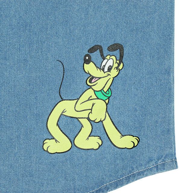 【ベビードール】ミッキー 親子お揃い ワッペンデニムシャツ 0296K / ドナルド プルート ベビーサイズ キッズ リンクコーデ ペアルック 親子コーデ 長袖 トップス 羽織り