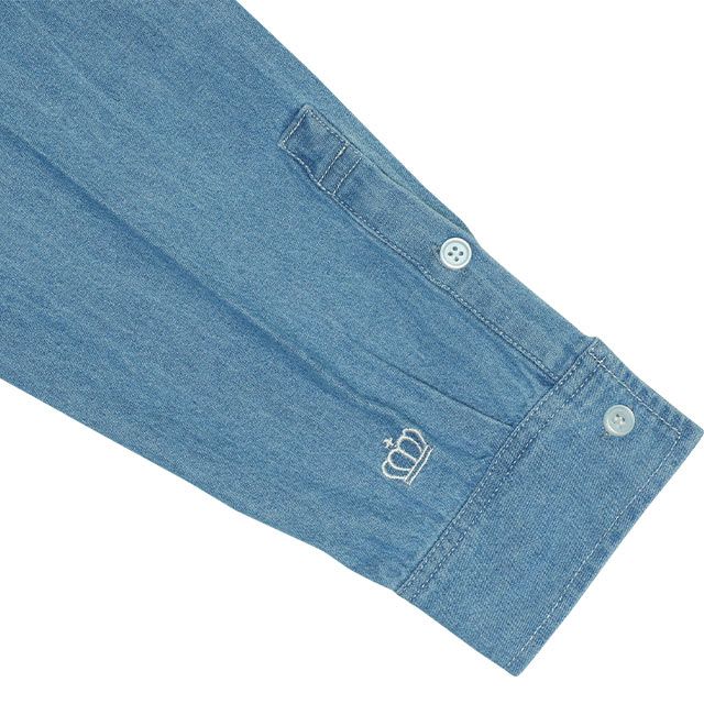 【ベビードール】ミッキー 親子お揃い ワッペンデニムシャツ 0296A / 大人 ユニセックス 男女兼用 リンクコーデ ペアルック 親子コーデ 長袖 トップス 羽織り