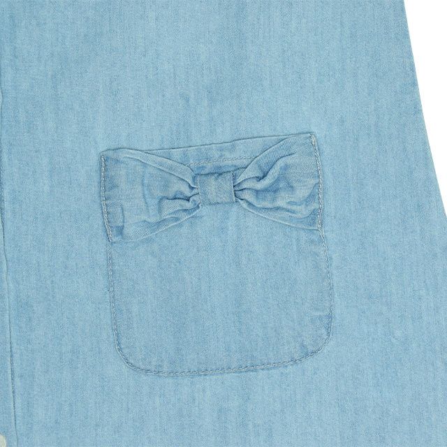 【ベビードール】ミニー フリンジ襟付きデニムワンピース 0297K / ベビーサイズ キッズ リンクコーデ ペアルック 長袖 トップス ミニ丈 オールインワン