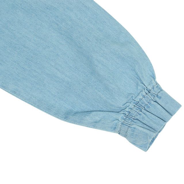 【ベビードール】ミニー フリンジ襟付きデニムワンピース 0297K / ベビーサイズ キッズ リンクコーデ ペアルック 長袖 トップス ミニ丈 オールインワン